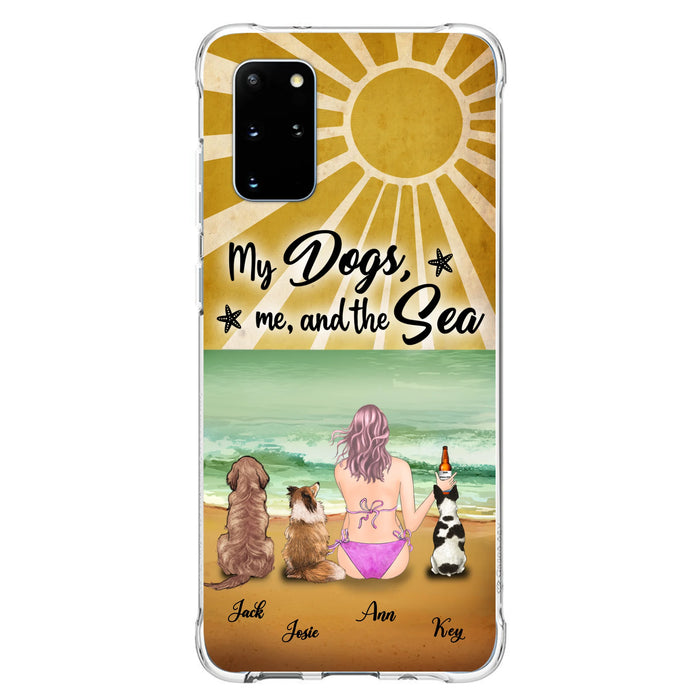 Custom Personalized Dog Mom Phone Case - Gifts For Dog Lovers With Upto 3 Dogs - My Dogs,Me And The Sea