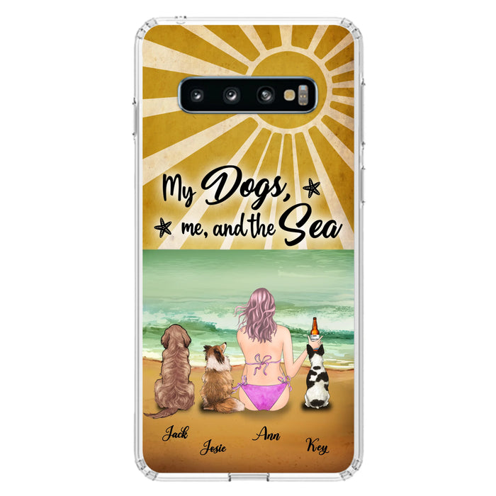 Custom Personalized Dog Mom Phone Case - Gifts For Dog Lovers With Upto 3 Dogs - My Dogs,Me And The Sea