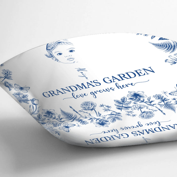 Personalized Grandma's Garden Quilt/Fleece Throw Blanket/Pillow Cover - Custom Side Profile Birthmonth Flower - Up to 6 Kids - Love Grows Here