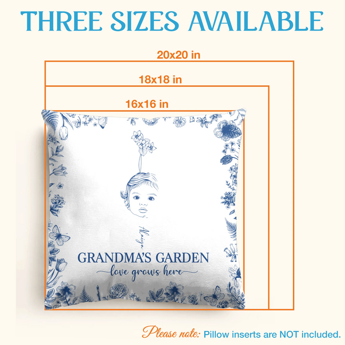 Personalized Grandma's Garden Quilt/Fleece Throw Blanket/Pillow Cover - Custom Side Profile Birthmonth Flower - Up to 6 Kids - Love Grows Here