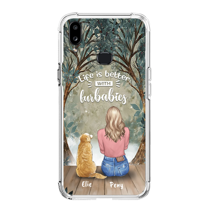 Custom Personalized Pet Mom Phone Case - Girl With Upto 5 Pets - Life Is Better With Furbabies -Phone Case For iPhone And Samsung