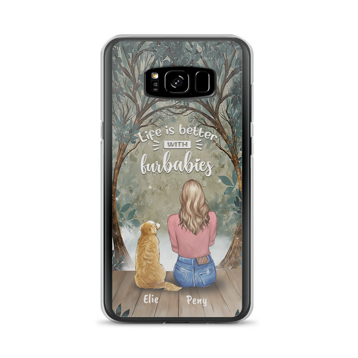 Custom Personalized Pet Mom Phone Case - Girl With Upto 5 Pets - Life Is Better With Furbabies -Phone Case For iPhone And Samsung
