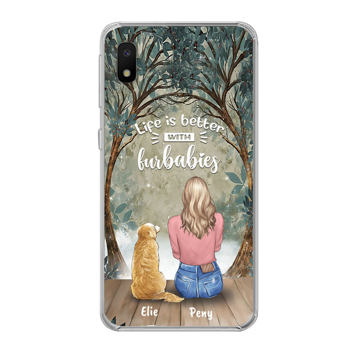 Custom Personalized Pet Mom Phone Case - Girl With Upto 5 Pets - Life Is Better With Furbabies -Phone Case For iPhone And Samsung
