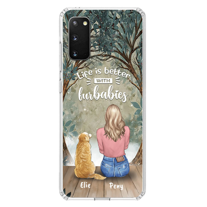 Custom Personalized Pet Mom Phone Case - Girl With Upto 5 Pets - Life Is Better With Furbabies -Phone Case For iPhone And Samsung