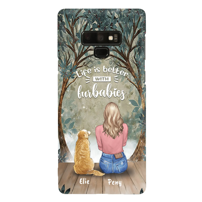Custom Personalized Pet Mom Phone Case - Girl With Upto 5 Pets - Life Is Better With Furbabies -Phone Case For iPhone And Samsung
