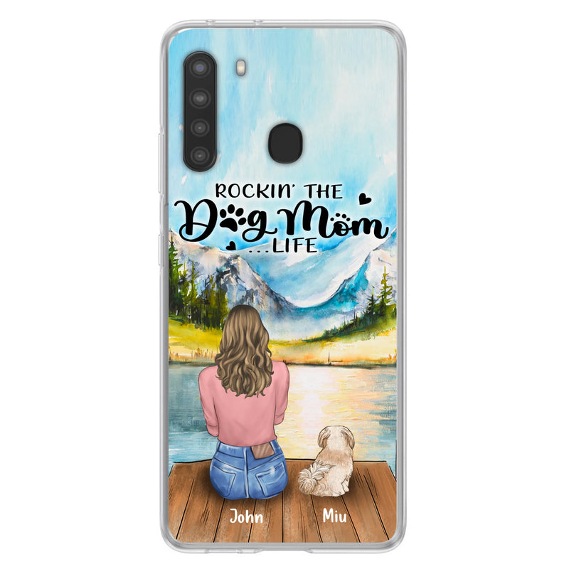 Custom Personalized Dog Mom Phone Case - Gifts For Dog Lover With Upto 7 Dogs - Rockin' The Dog Mom Life