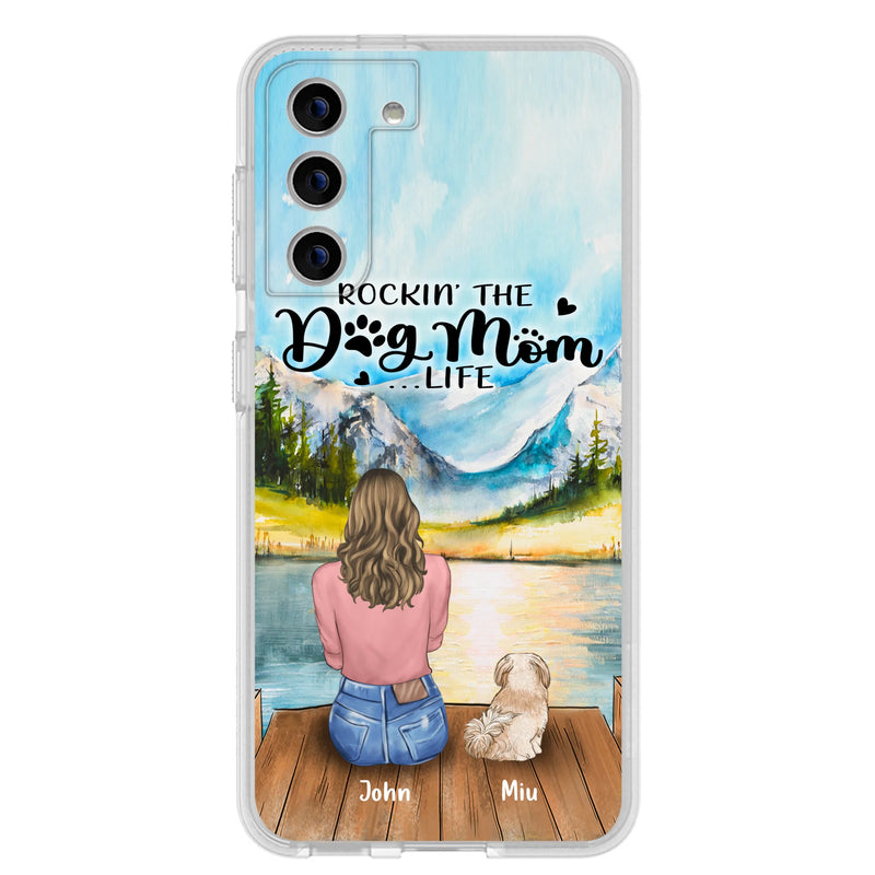 Custom Personalized Dog Mom Phone Case - Gifts For Dog Lover With Upto 7 Dogs - Rockin' The Dog Mom Life