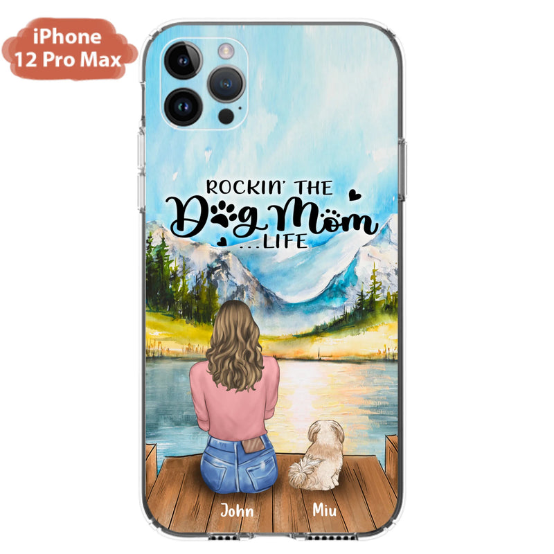 Custom Personalized Dog Mom Phone Case - Gifts For Dog Lover With Upto 7 Dogs - Rockin' The Dog Mom Life