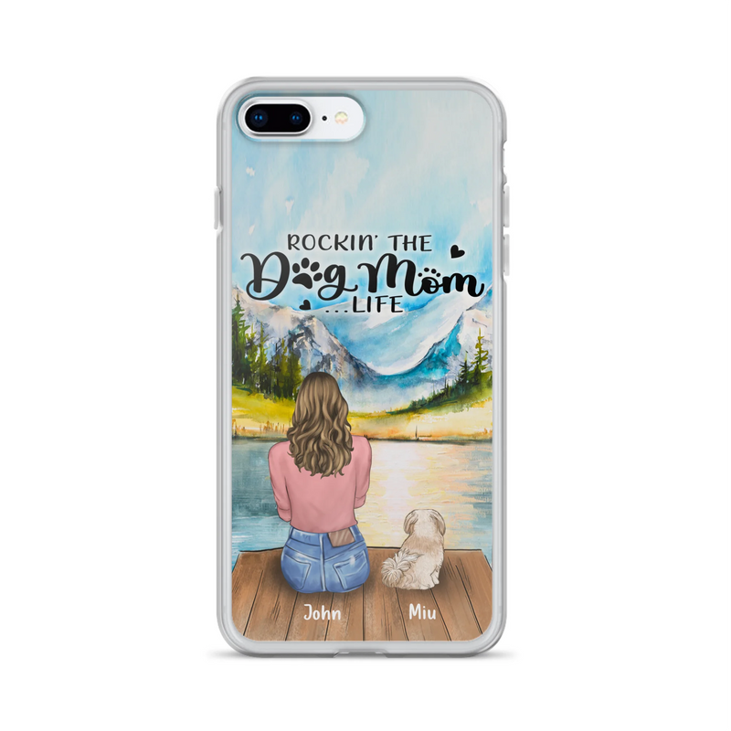 Custom Personalized Dog Mom Phone Case - Gifts For Dog Lover With Upto 7 Dogs - Rockin' The Dog Mom Life
