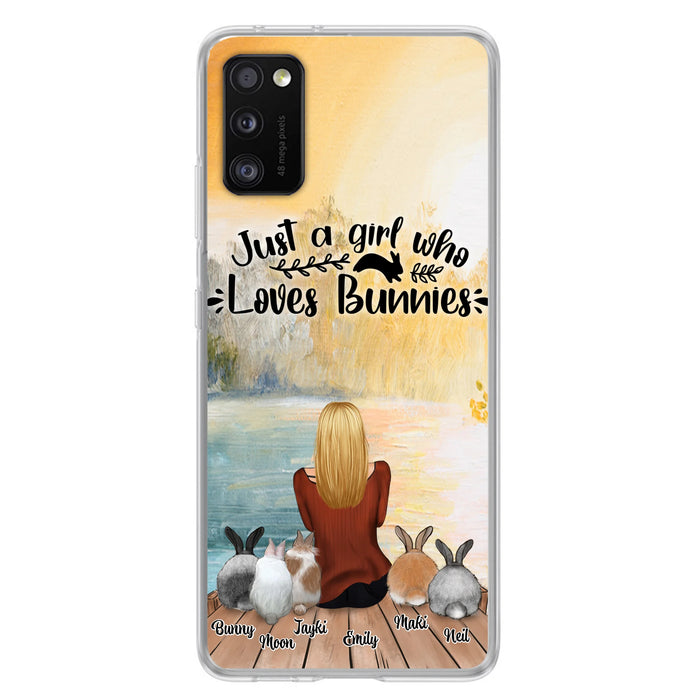 Custom Personalized Rabbit Mom Phone Case - Gifts For Rabbit Lovers With Upto 5 Rabbits - Just A Gril Who Loves Bunnies