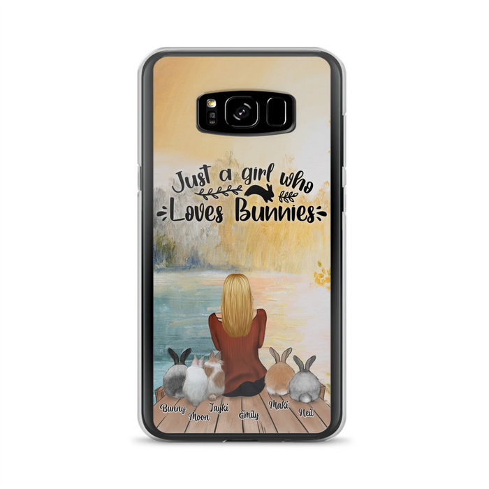 Custom Personalized Rabbit Mom Phone Case - Gifts For Rabbit Lovers With Upto 5 Rabbits - Just A Gril Who Loves Bunnies