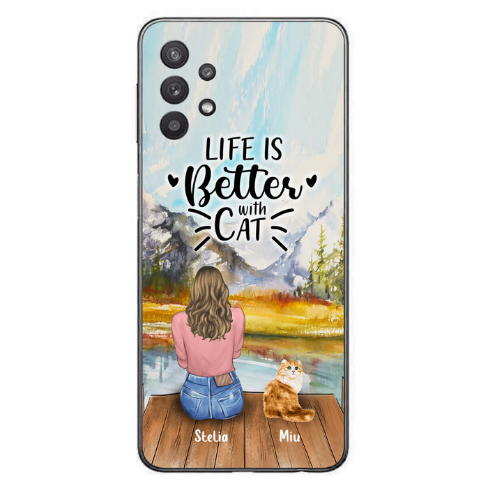 Custom Personalized Cat Mom Phone Case - Gifts For Cat Lovers With Upto 4 Cats - Home Is Where The Paws Are - Case For iPhone, Samsung