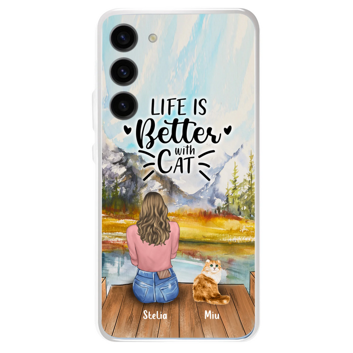 Custom Personalized Cat Mom Phone Case - Gifts For Cat Lovers With Upto 4 Cats - Home Is Where The Paws Are - Case For iPhone, Samsung