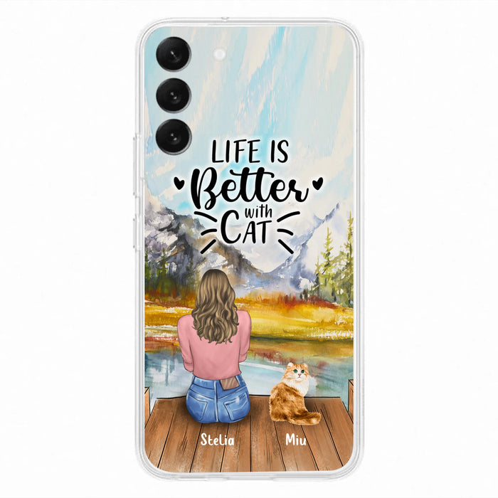 Custom Personalized Cat Mom Phone Case - Gifts For Cat Lovers With Upto 4 Cats - Home Is Where The Paws Are - Case For iPhone, Samsung