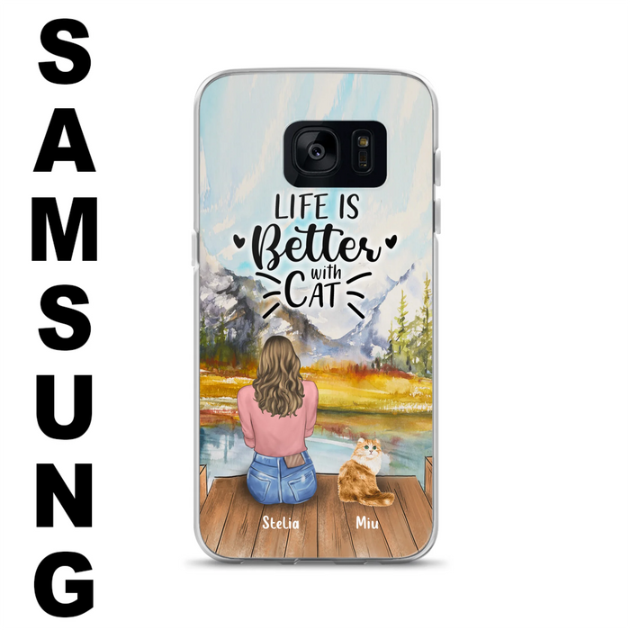Custom Personalized Cat Mom Phone Case - Gifts For Cat Lovers With Upto 4 Cats - Home Is Where The Paws Are - Case For iPhone, Samsung