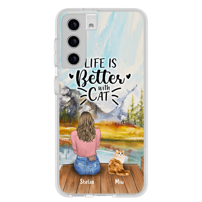 Custom Personalized Cat Mom Phone Case - Gifts For Cat Lovers With Upto 4 Cats - Home Is Where The Paws Are - Case For iPhone, Samsung
