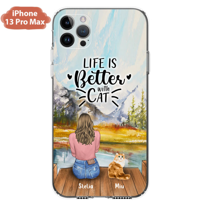 Custom Personalized Cat Mom Phone Case - Gifts For Cat Lovers With Upto 4 Cats - Home Is Where The Paws Are - Case For iPhone, Samsung