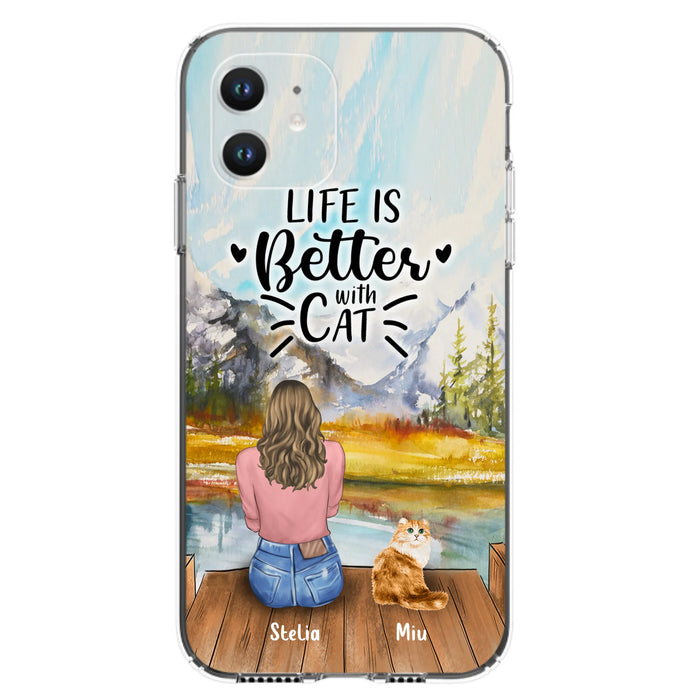 Custom Personalized Cat Mom Phone Case - Gifts For Cat Lovers With Upto 4 Cats - Home Is Where The Paws Are - Case For iPhone, Samsung