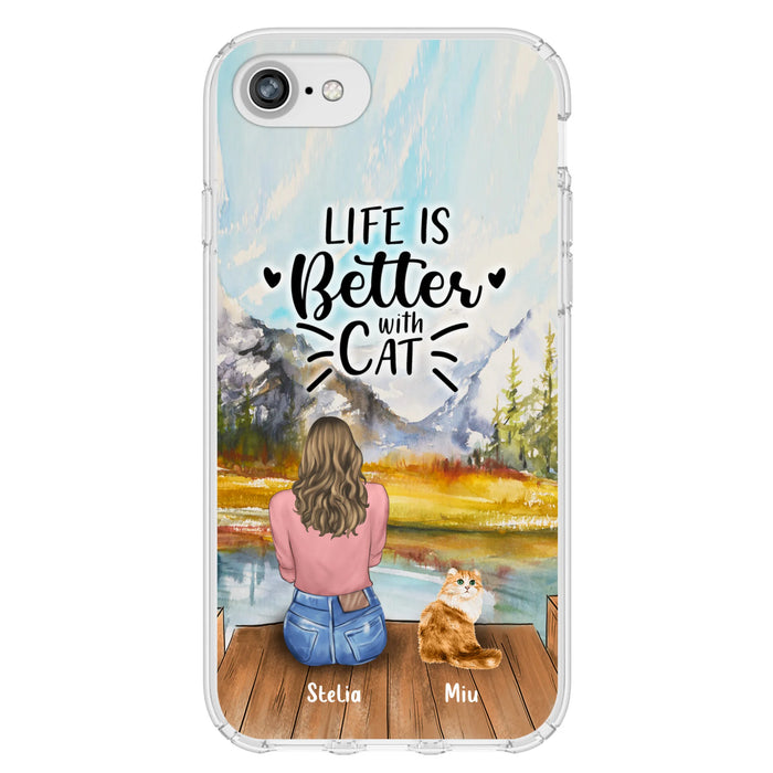 Custom Personalized Cat Mom Phone Case - Gifts For Cat Lovers With Upto 4 Cats - Home Is Where The Paws Are - Case For iPhone, Samsung