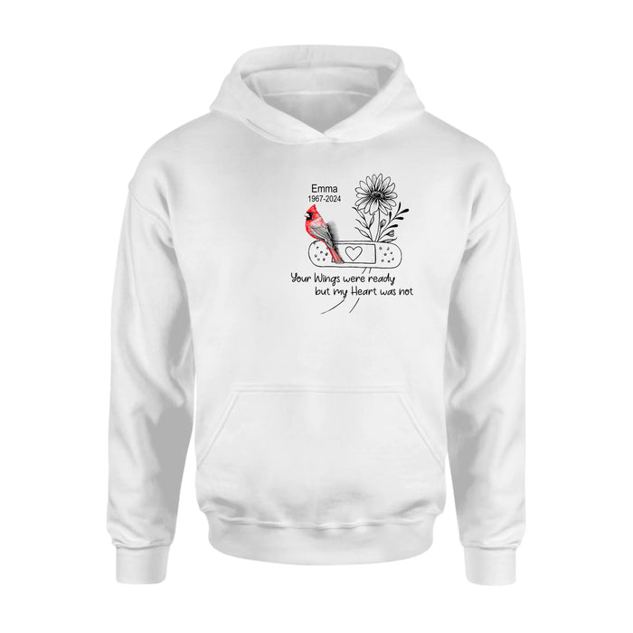 Personalized Memorial Cardinal Unisex T-shirt/Long Sleeve/Sweatshirt/Hoodie - Memorial Gift Idea - Your Wings Were Ready But My Heart Was Not