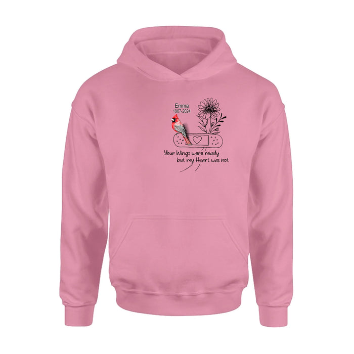 Personalized Memorial Cardinal Unisex T-shirt/Long Sleeve/Sweatshirt/Hoodie - Memorial Gift Idea - Your Wings Were Ready But My Heart Was Not