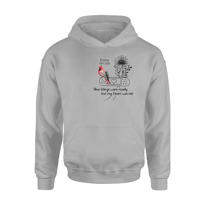 Personalized Memorial Cardinal Unisex T-shirt/Long Sleeve/Sweatshirt/Hoodie - Memorial Gift Idea - Your Wings Were Ready But My Heart Was Not