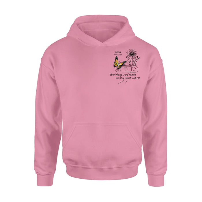 Personalized Memorial Unisex T-shirt/Long Sleeve/Sweatshirt/Hoodie - Memorial Gift Idea - Your Wings Were Ready But My Heart Was Not