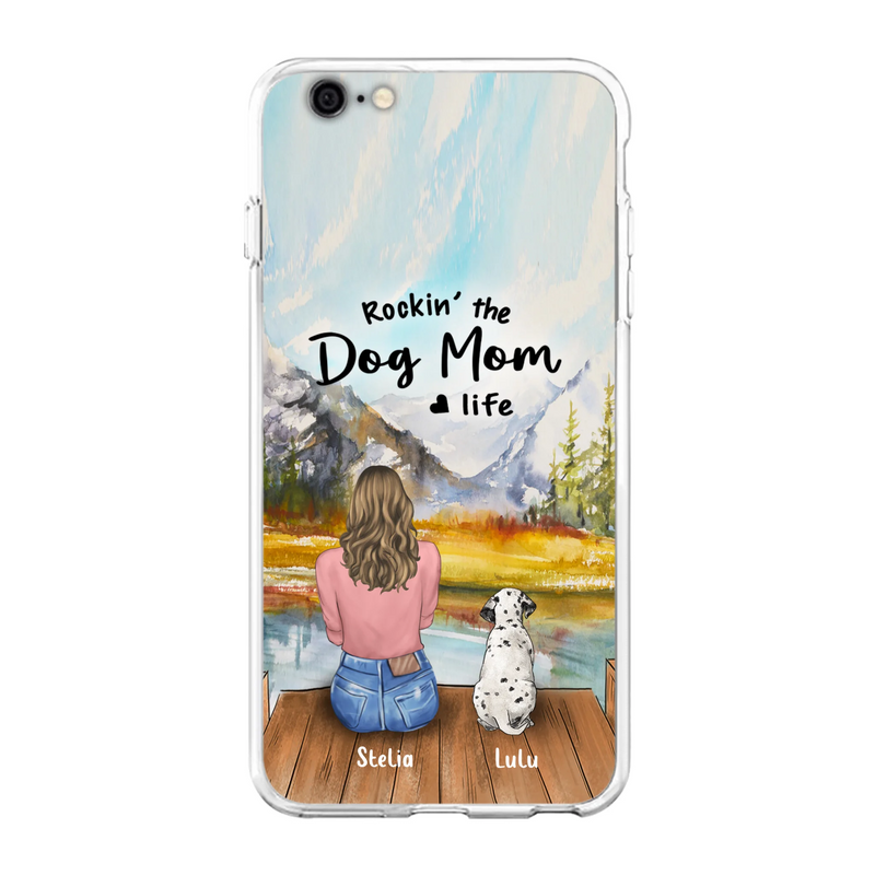 Custom Personalized Dog Mom Phone Case - Gifts For Dog Lovers With Upto 4 Dogs - Rockin' The Dog Mom Life - Case For iPhone, Samsung And Xiaomi
