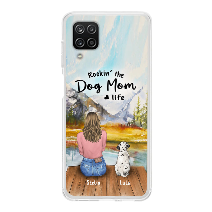 Custom Personalized Dog Mom Phone Case - Gifts For Dog Lovers With Upto 4 Dogs - Rockin' The Dog Mom Life - Case For iPhone, Samsung And Xiaomi