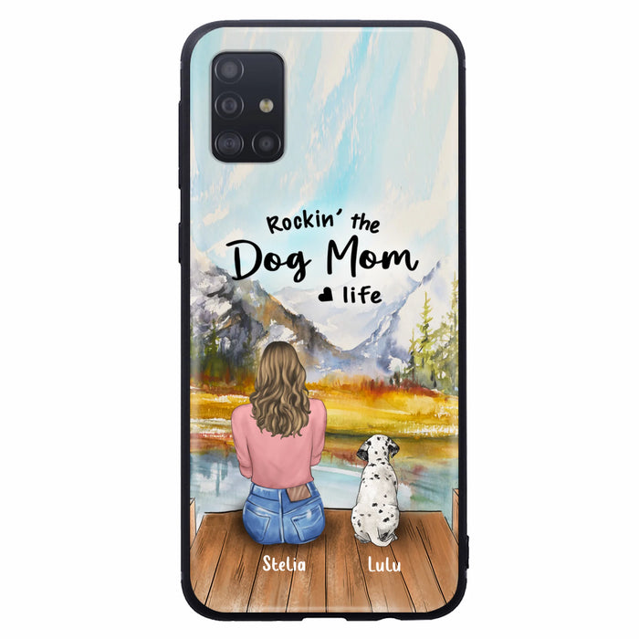 Custom Personalized Dog Mom Phone Case - Gifts For Dog Lovers With Upto 4 Dogs - Rockin' The Dog Mom Life - Case For iPhone, Samsung And Xiaomi