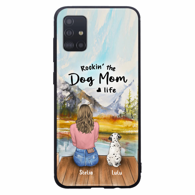 Custom Personalized Dog Mom Phone Case - Gifts For Dog Lovers With Upto 4 Dogs - Rockin' The Dog Mom Life - Case For iPhone, Samsung And Xiaomi
