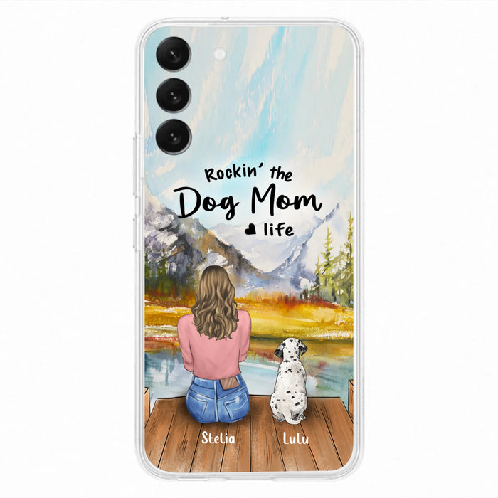 Custom Personalized Dog Mom Phone Case - Gifts For Dog Lovers With Upto 4 Dogs - Rockin' The Dog Mom Life - Case For iPhone, Samsung And Xiaomi