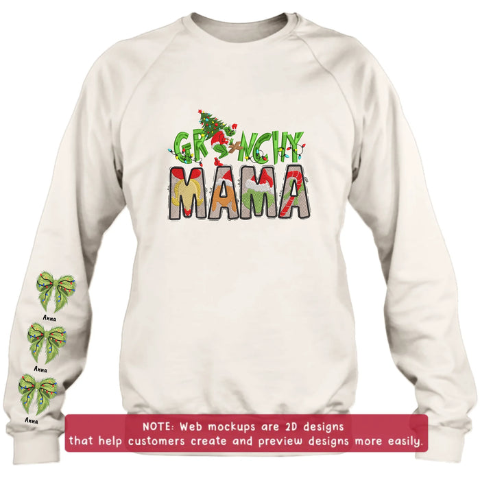 Personalized Grinchy Mama Embroidered Sweater - Up to 6 Kids - Gift Idea For Grandma