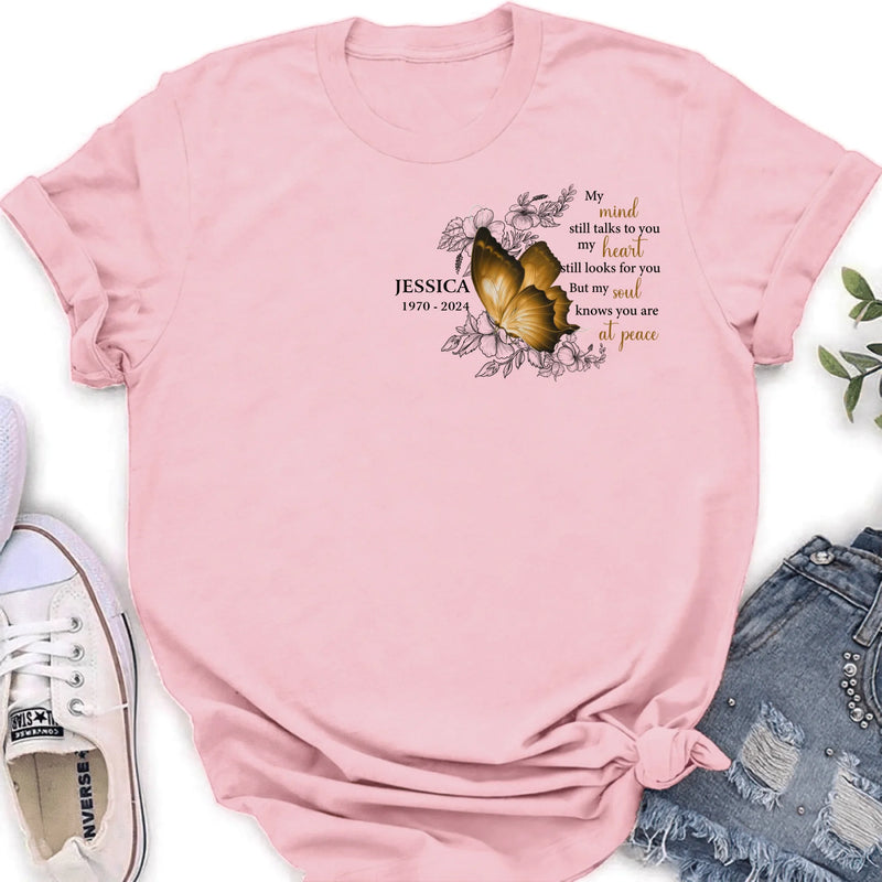 Personalized Memorial Butterfly Shirt/Hoodie - Up to 4 Butterflies - Memorial Gift Idea for Mother's Day/Father's Day - My Mind Still Talks To You