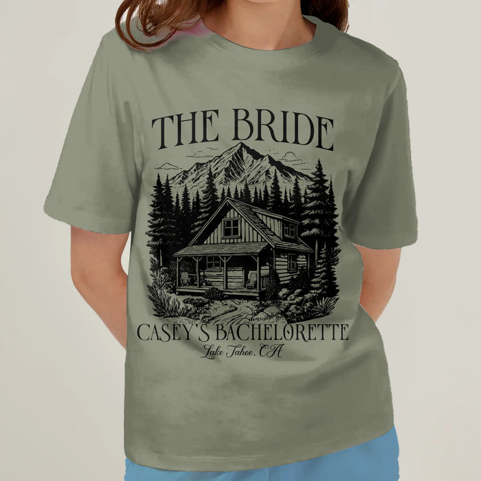 Custom Personalized Camp Bachelorette Party AOP T-shirt - Gift Idea For Camping Lover - The Bride