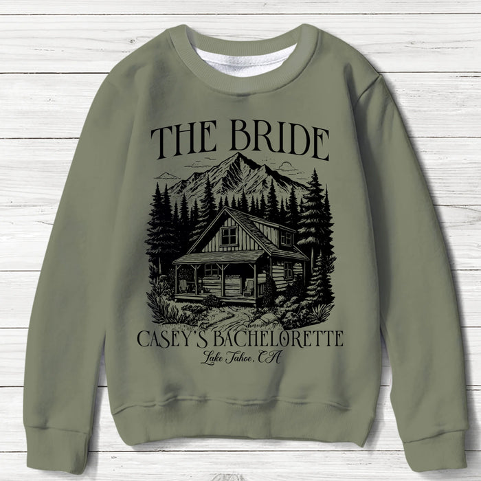 Custom Personalized Camp Bachelorette Party AOP Sweater - Gift Idea For Camping Lover - The Bride