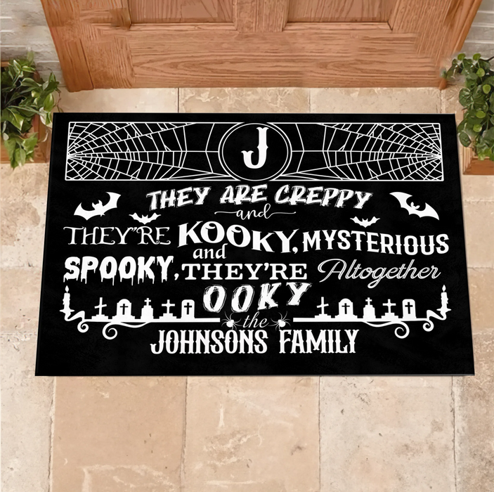 Personalized Family Creepy Doormat - Halloween Gift Idea For Family - They're Creepy They're Kooky Mysterious & Spooky