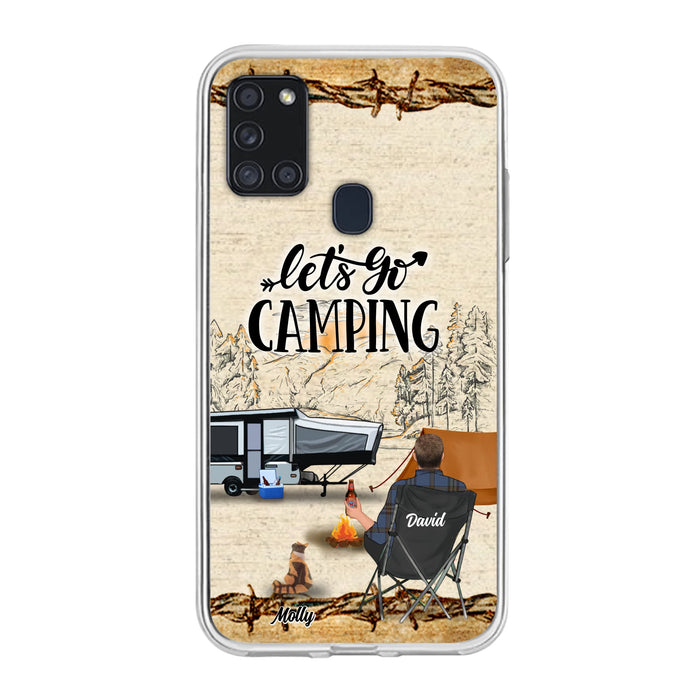 Custom Personalized Camping Phone Case - Gift Idea For Camping Lovers - Couple/Single Man/Woman With Upto 6 Pets - Let's Go Camping - Cases For iPhone & Samsung