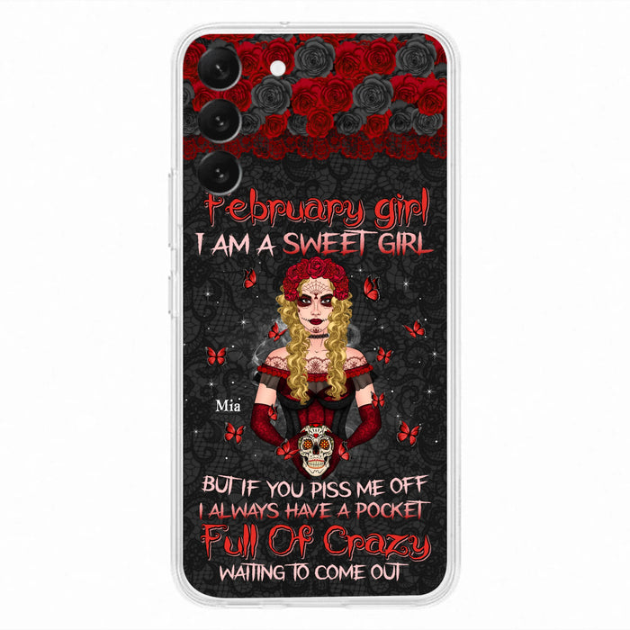 Custom Personalized Skull Girl Phone Case - Birthday Gift Idea For Skull Lover - I Am A Sweet Girl - Case For iPhone And Samsung