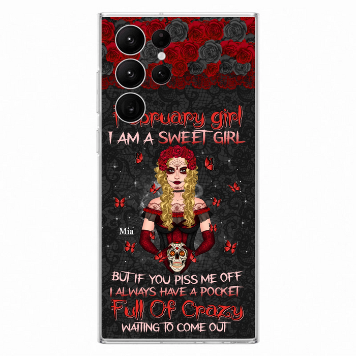 Custom Personalized Skull Girl Phone Case - Birthday Gift Idea For Skull Lover - I Am A Sweet Girl - Case For iPhone And Samsung