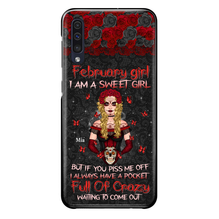 Custom Personalized Skull Girl Phone Case - Birthday Gift Idea For Skull Lover - I Am A Sweet Girl - Case For iPhone And Samsung