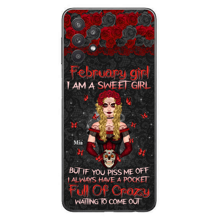 Custom Personalized Skull Girl Phone Case - Birthday Gift Idea For Skull Lover - I Am A Sweet Girl - Case For iPhone And Samsung