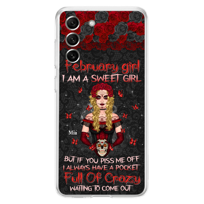 Custom Personalized Skull Girl Phone Case - Birthday Gift Idea For Skull Lover - I Am A Sweet Girl - Case For iPhone And Samsung