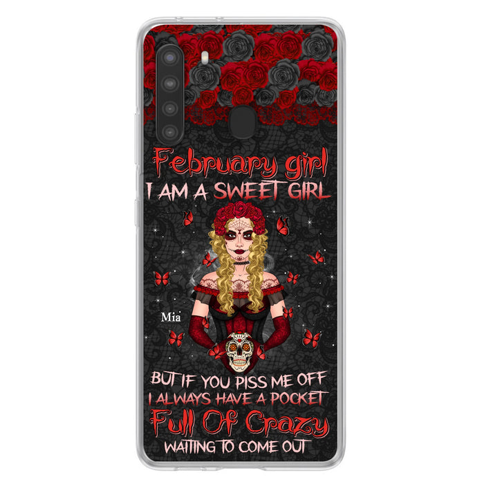 Custom Personalized Skull Girl Phone Case - Birthday Gift Idea For Skull Lover - I Am A Sweet Girl - Case For iPhone And Samsung