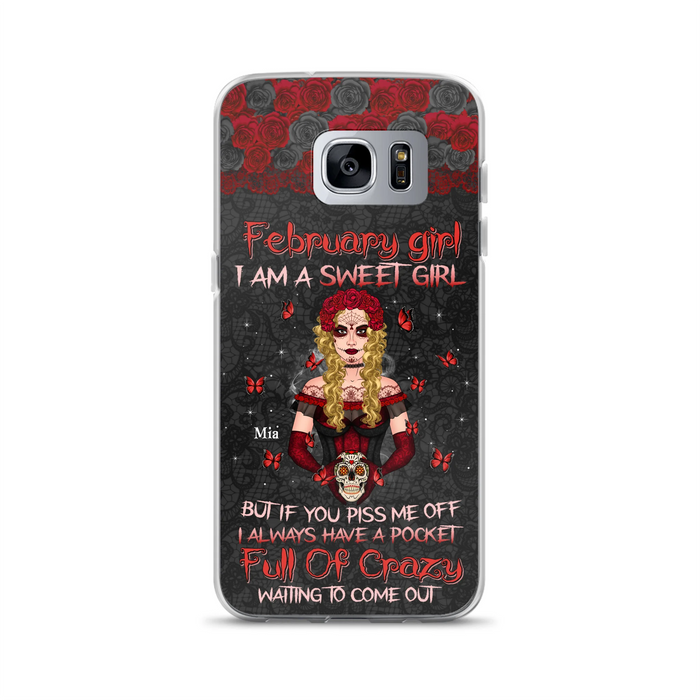 Custom Personalized Skull Girl Phone Case - Birthday Gift Idea For Skull Lover - I Am A Sweet Girl - Case For iPhone And Samsung