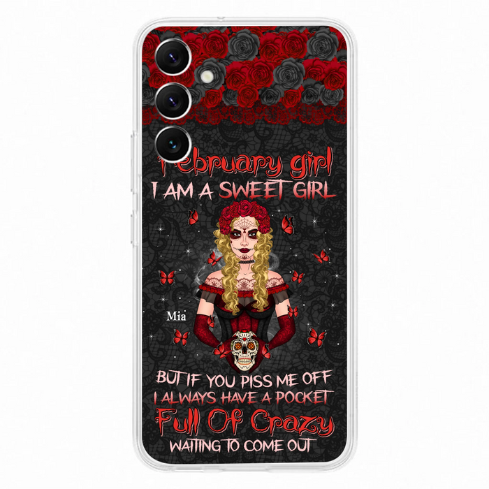 Custom Personalized Skull Girl Phone Case - Birthday Gift Idea For Skull Lover - I Am A Sweet Girl - Case For iPhone And Samsung