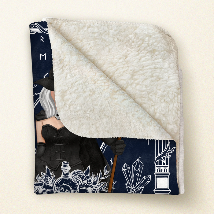 Custom Personalized Witch Fleece Throw/ Quilt Blanket - Mystical Gift for Witch Lovers, Sister, Mom, Friend - I'm The Daughter Of The Sun & Moon