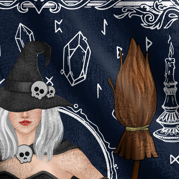 Custom Personalized Witch Fleece Throw/ Quilt Blanket - Mystical Gift for Witch Lovers, Sister, Mom, Friend - I'm The Daughter Of The Sun & Moon