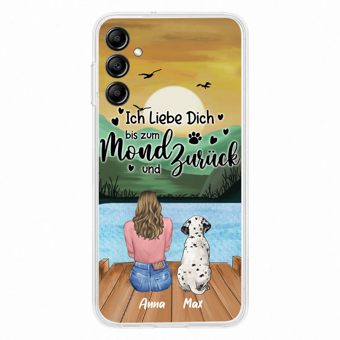 Custom Personalized Dog Mom Phone Case - Gifts For Dog Lover/ Mother's Day With Upto 5 Dogs - Ich Liebe Dich Bis Zum Mond Und Zurück - Case For iPhone And Samsung