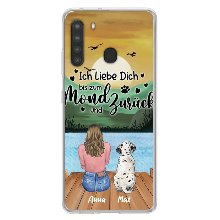 Custom Personalized Dog Mom Phone Case - Gifts For Dog Lover/ Mother's Day With Upto 5 Dogs - Ich Liebe Dich Bis Zum Mond Und Zurück - Case For iPhone And Samsung